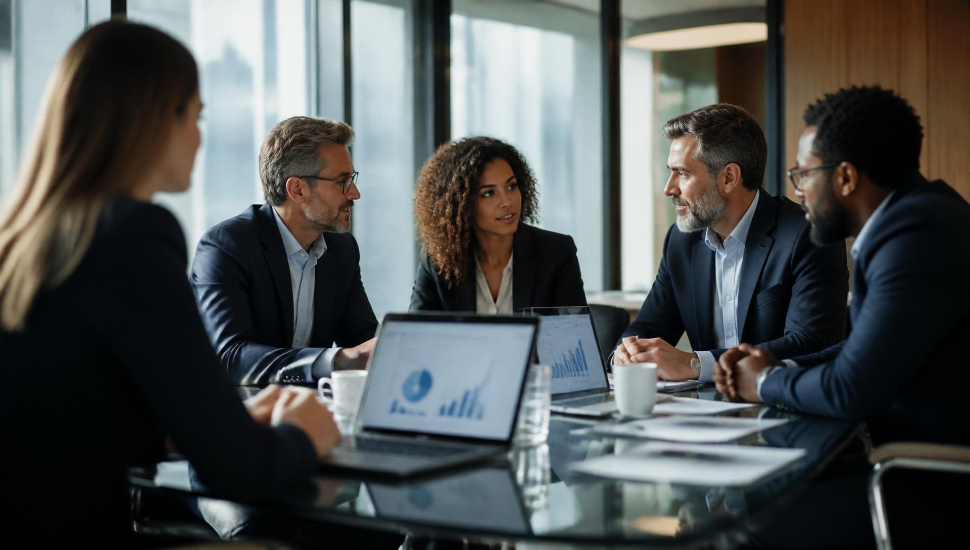 CPAs advising business owners in a modern corporate meeting